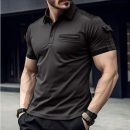 Outdoor Quick Drying Tactical Collar T-Shirt - Black