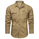 Outdoor tactical shirt in khaki, designed for durability and comfort.