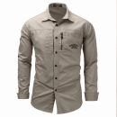 Men's Long Sleeve Cotton Hiking Shirt with Zipper Pocket – Outdoor Workwear