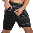 Camouflage black gym and outdoor shorts for men