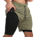 Olive Green and Black Contrast Gym and Outdoor Shorts – Activewear for Men