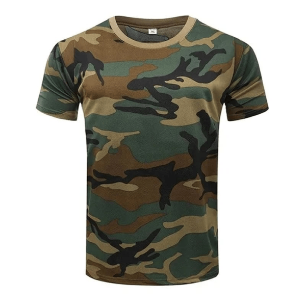 Desert Woodland Camouflage Cotton Tactical T-Shirt with military-style design