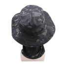 Black Camouflage Tactical Bucket Hat with Dark Gray and Charcoal Patches