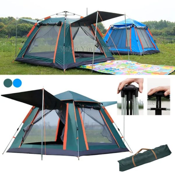 Spacious camping tent for 5-6 people, waterproof and easy to set up