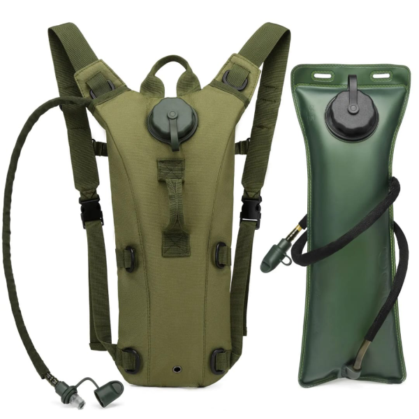 Olive Green Stylish Hydration Backpack for Travel, Hiking & Climbing with Insulated Bladder