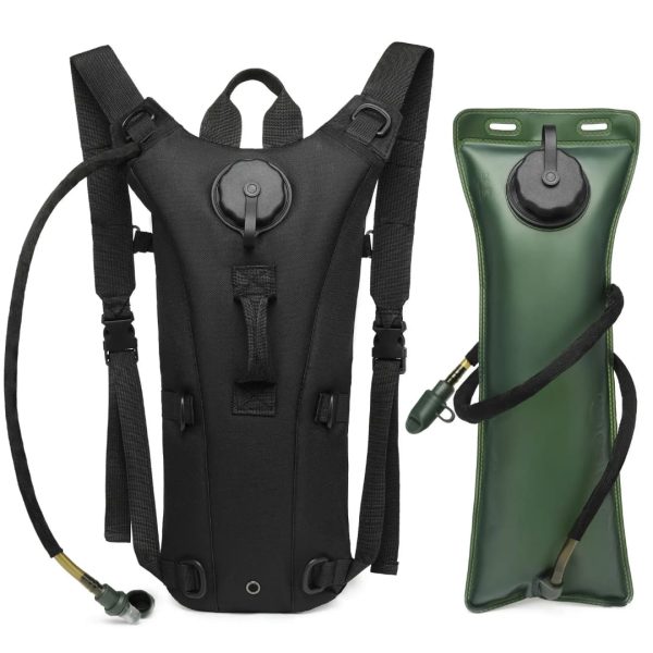 Black Stylish Custom Hydration Backpack with Insulated Water Bladder for Outdoor Travel, Hiking, and Climbing