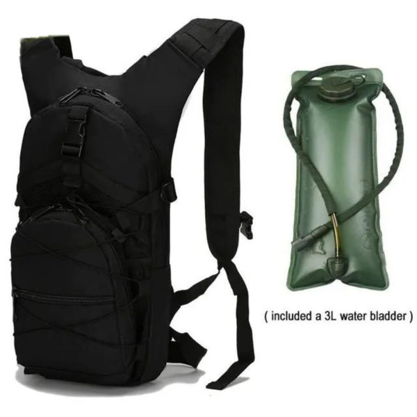 Black Tactical 3L Hydration Pack for Outdoor Hiking and Cycling