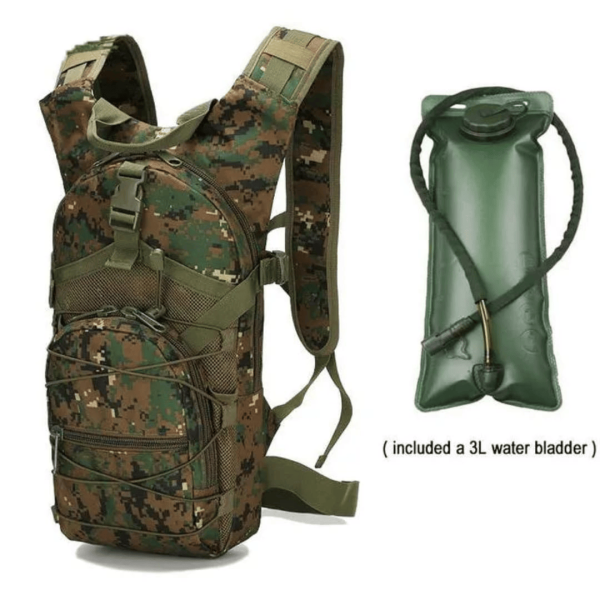 Digital Woodland Camouflage Tactical 3L Hydration Backpack for Hiking and Cycling