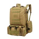 Coyote Brown Waterproof Hiking Survival Bag with Multiple Storage Compartments