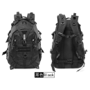 Black Tactical Backpack with Waterproof Shoulders, Nylon Lining, and Camouflage Design
