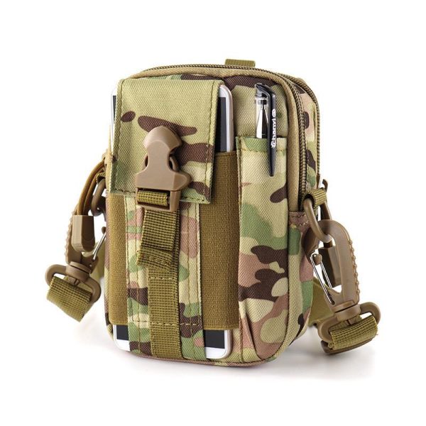 Modern Military Camouflage Tactical Sling Bag with durable MOLLE design and adjustable strap.
