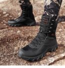 Black waterproof outdoor hiking boots – ultra-lightweight tactical design