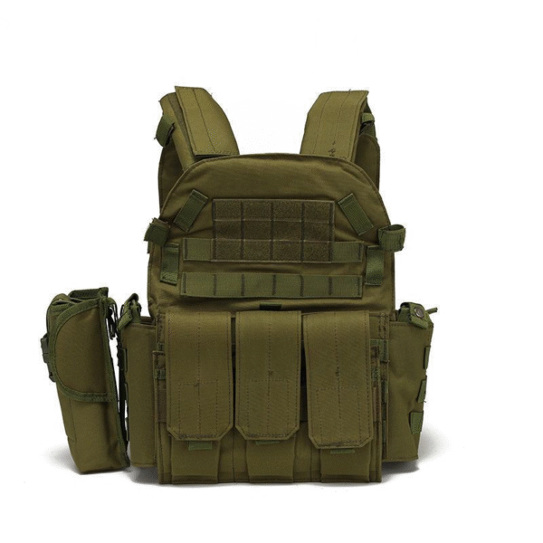 Army Green Tactical Body Armour with MOLLE system front and back