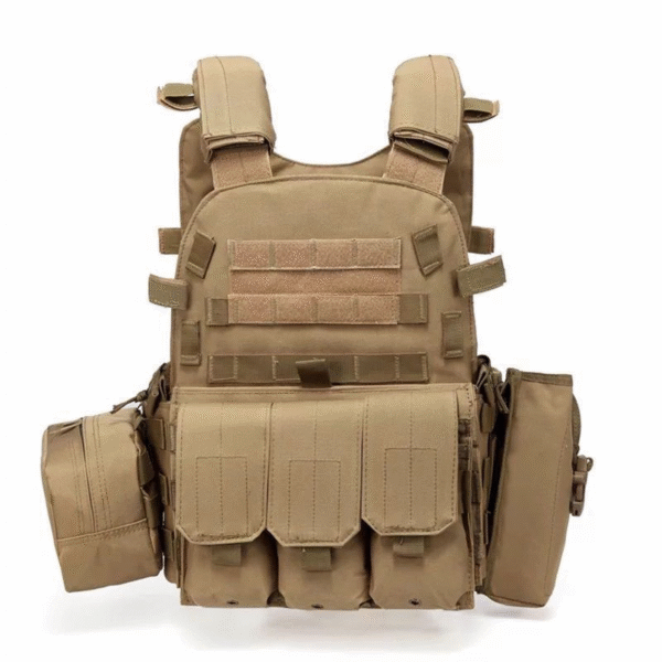 Tactical khaki body armour vest for protection and outdoor use